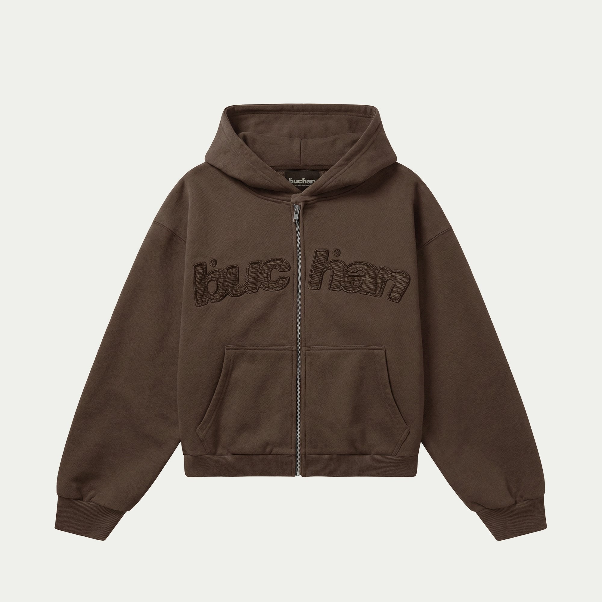 Buchan Distressed Big Logo Zip Brown – front