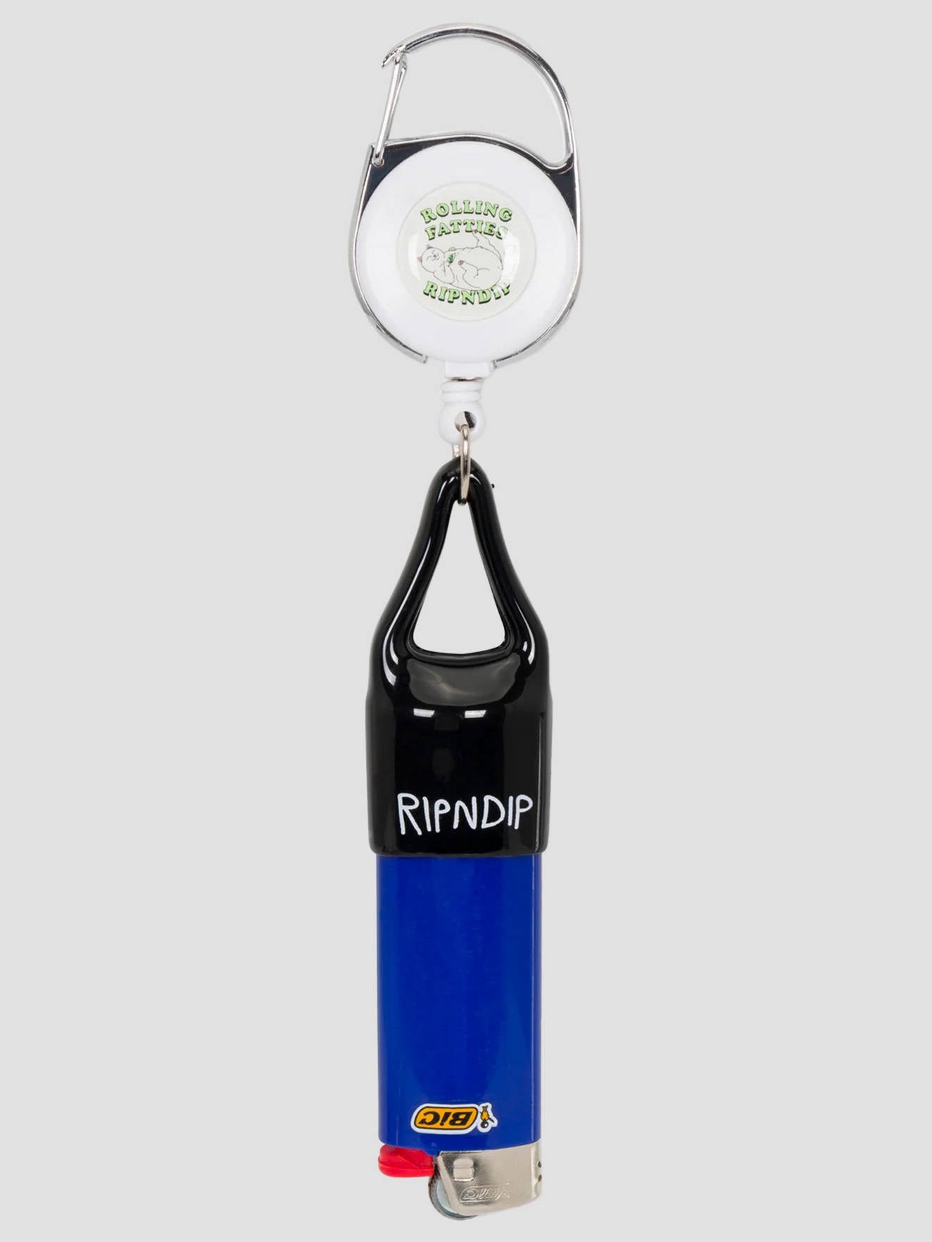 Rolling Fatties Lighter Leash Keychain Silver/Black