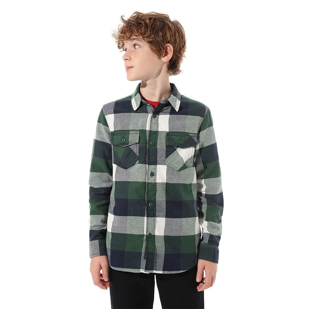 Boys Box Flannel Dress Green-Brown