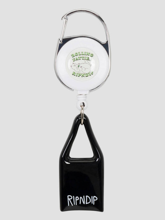 Rolling Fatties Lighter Leash Keychain Silver/Black