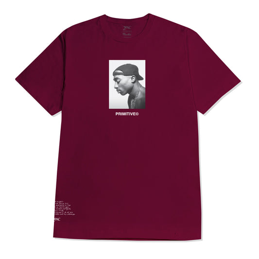 X Tupac No Changes Tee Burgundy