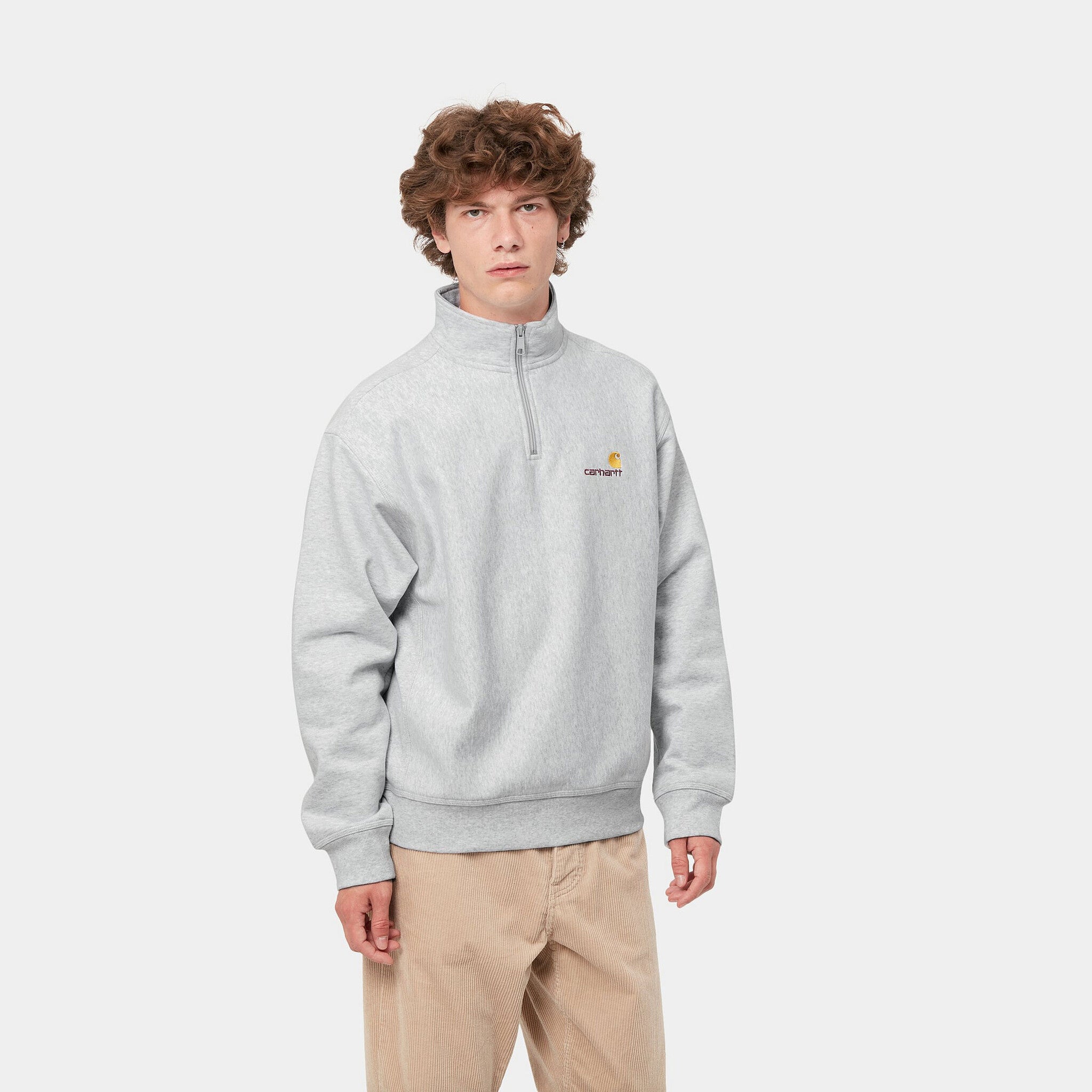 Half Zip American Script Sweatshirt Ash Heather