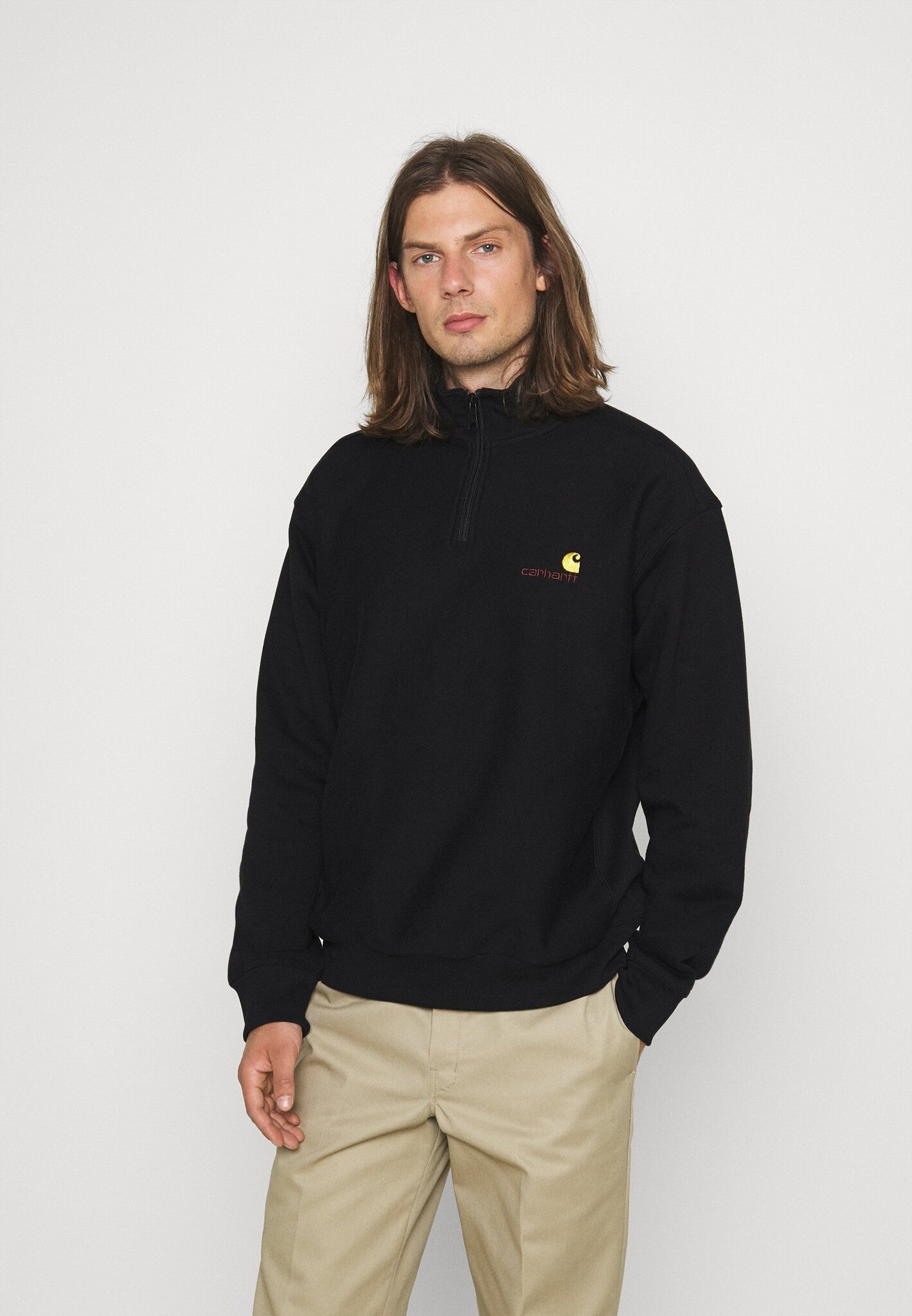 Half Zip American Script Black