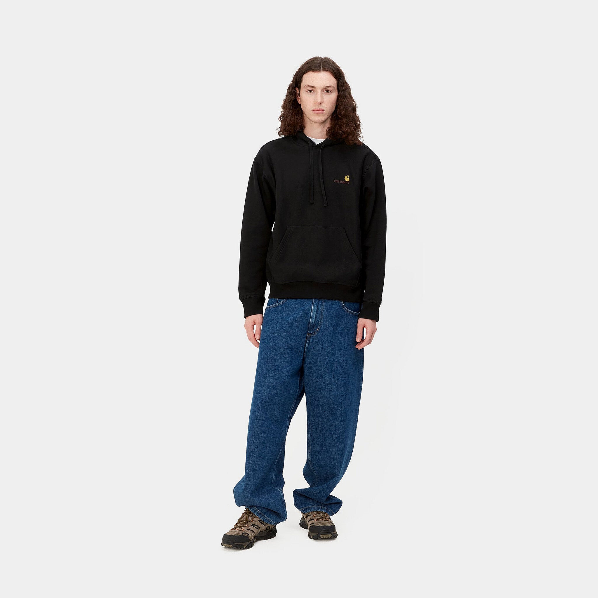 Hooded American Script Sweat Black