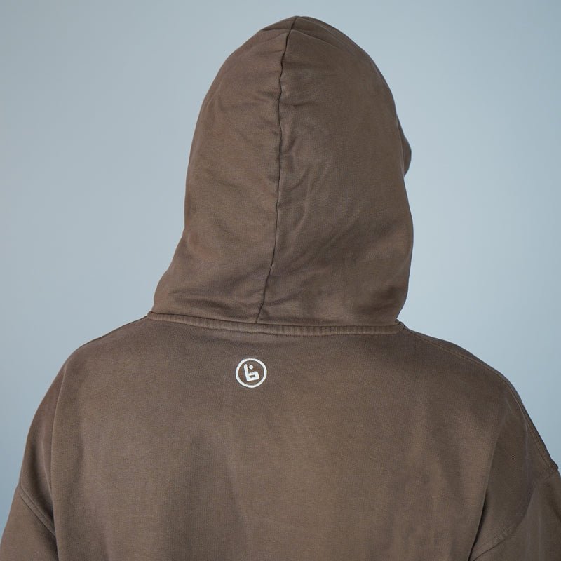 The Buchan Hoodie Brown – back logo detail
