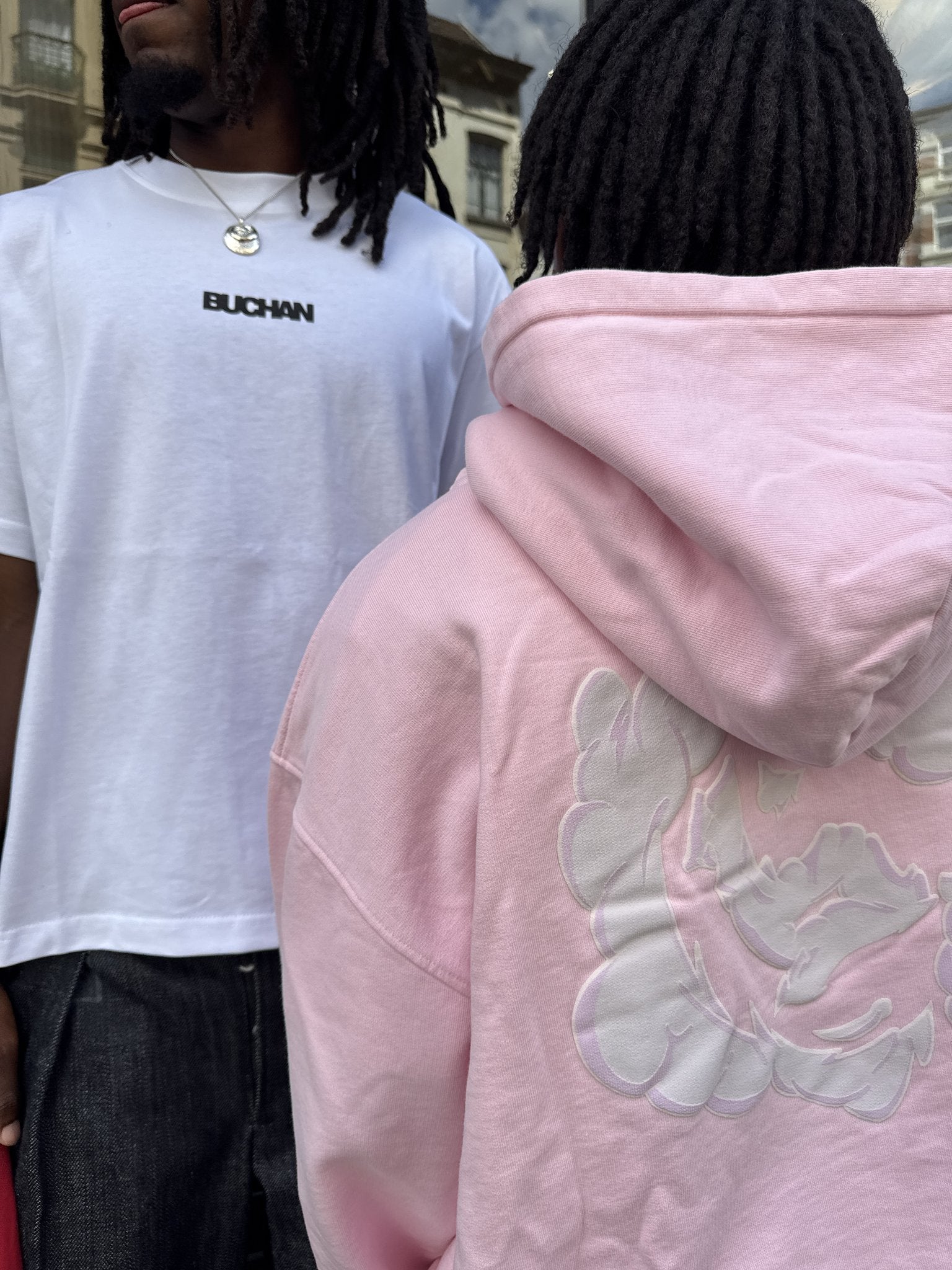 Buchan Wind Hoodie Pink – back print worn