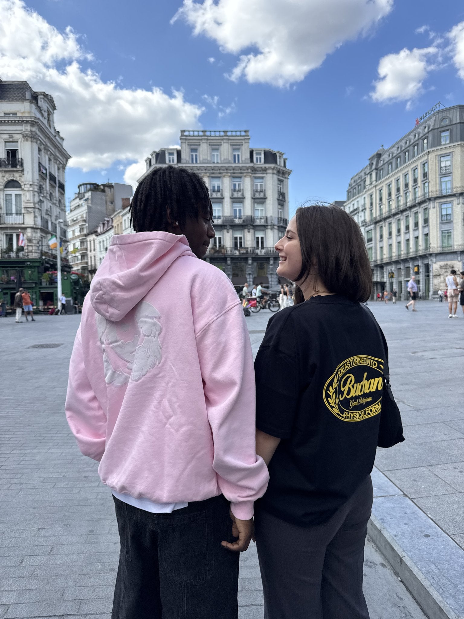 Buchan Wind Hoodie Pink – back print worn lifestyle